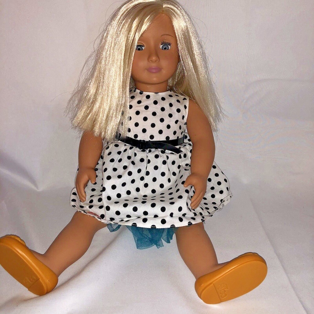 Battat Our Generation Doll Blonde Blue eyes 18" Polka Dot Dress